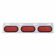 Stainless Top Mud Flap Plate With 3X 19 LED 6" Oval Lights & Grommets - Red LED/Red Lens (Each)