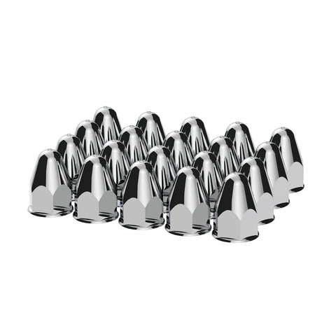 1-1/2" X 2-3/4" Chrome Plastic Bullet Nut Covers - Push-On (Color Box of 20)