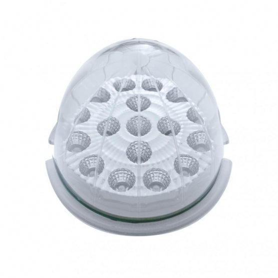 Fog Light Cover With 17 Amber LED Clear Style Reflector Light &amp; Visor For 2007-17 KW T660- Passenger -Clear Lens