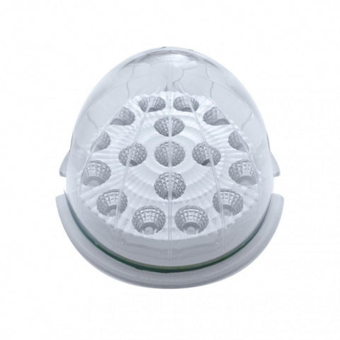 Fog Light Cover With 17 Amber LED Clear Style Reflector Light & Visor For 2007-17 KW T660- Passenger -Clear Lens