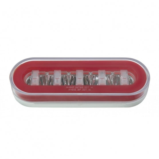 22 LED 6" Oval GloLight Kit With Divider Bar Inner Design (Stop, Turn &amp; Tail) - Red LED/Red Insert (Each)