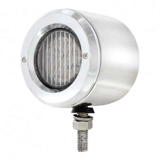 Stainless 2-1/2" Double Face Light With LED Lights &amp; Bezels - Amber &amp; Red LED/Clear Lens
