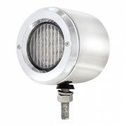 Stainless 2-1/2" Double Face Light With LED Lights & Bezels - Amber & Red LED/Clear Lens
