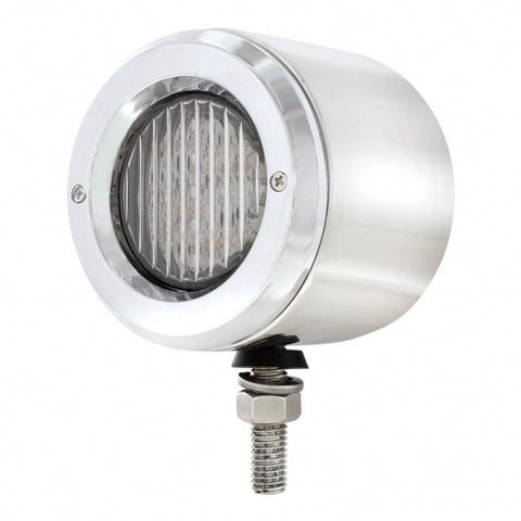 Stainless 2-1/2" Double Face Light With LED Lights & Bezels - Amber & Red LED/Clear Lens