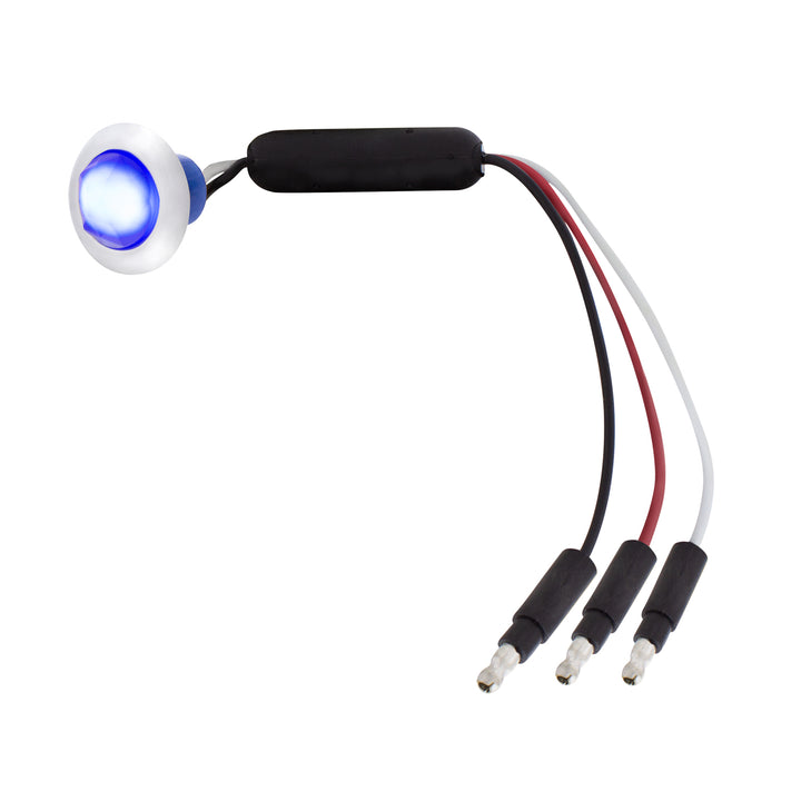 3 LED Dual Function 3/4" Mini Light (Clearance/Marker) With Crystal Lens-Blue LED/Blue Lens