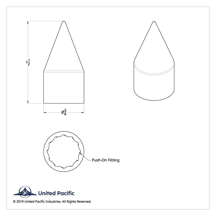 9/16" x 1-1/2" Chrome Plastic Spike Nut Covers - Push-On (10-Pack)