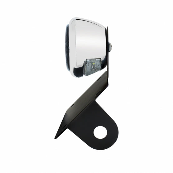 Black Horizontal Side Mount License Bracket For Motorcycle With 1933-36 Ford Style LED Tail Light