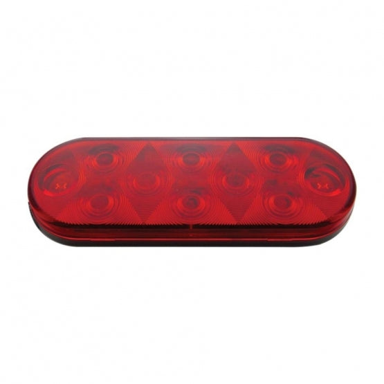 10 LED 6" Oval Light (Stop, Turn &amp; Tail) - Red LED/Red Lens