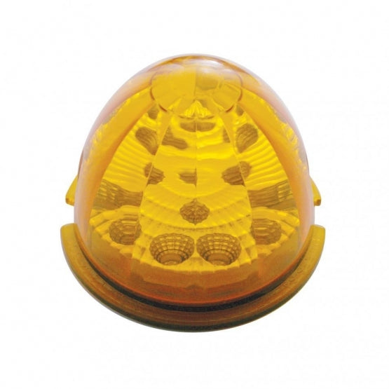 Fog Light Cover With Amber LED Reflector Watermelon Light &amp; Visors For 2007-17 KW T660- Passenger -Amber Lens