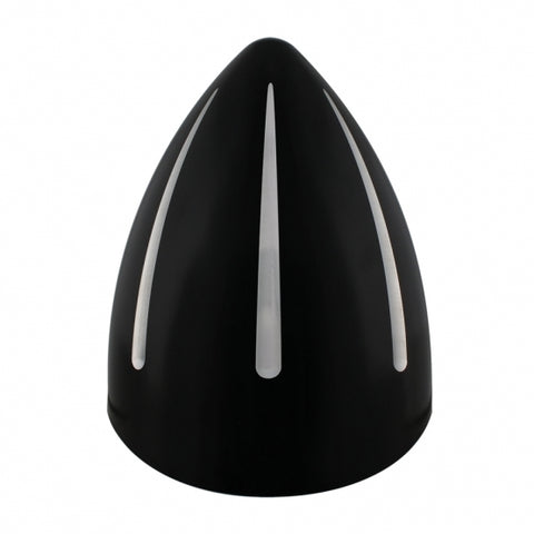 Black "Billet" Style Groove Headlight With Visor H4 Bulb With 34 White LED