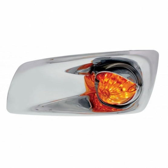 Fog Light Cover With 19 LED Watermelon Light &amp; Visor For 2007-17 KW T660 (Driver) - Amber LED/ Amber Lens