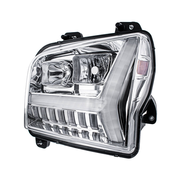 Chrome Headlight With LED DRL Light Bar & Turn Signal For 2018-2024 Kenworth W990-Driver