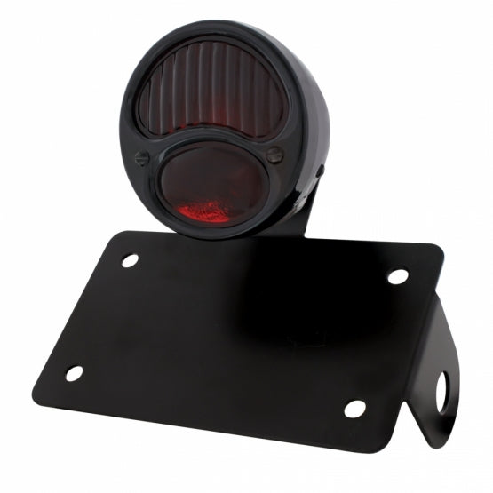 Black 1928 Ford Model A Style Tail Light Assembly With Horizontal Mounting Bracket For Motorcycle