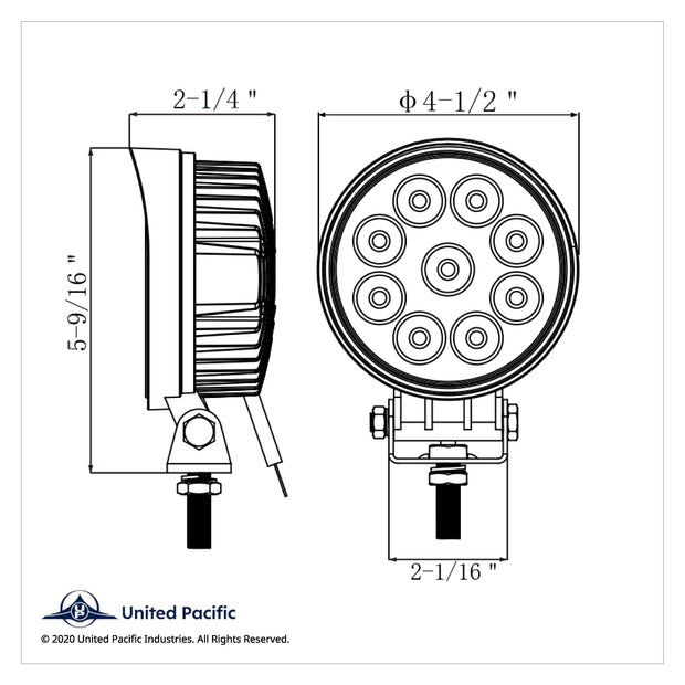 9 High Power LED 4-1/2" Round "Competition Series" Work Light - Spot