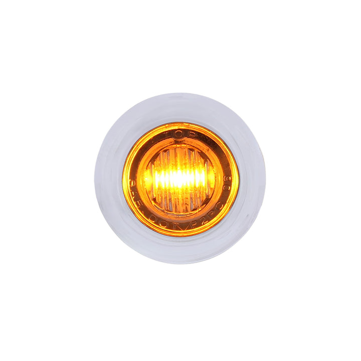 3 LED Dual Function 3/4" Mini Auxiliary/Utility Light With Bezel &amp; Washer - Amber LED/Clear Lens