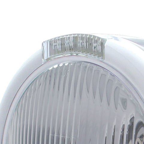 Stainless Steel Classic Half Moon Headlight H4 Bulb & LED Turn Signal - Clear Lens