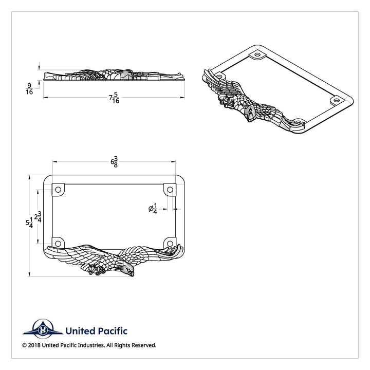 Eagle Motorcycle License Plate Frame - Chrome