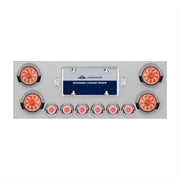 SS Rear Center Panel With 4X 10 LED 4" Lights & 6X 9 LED 2" Lights & Visors -Red LED/Clear Lens