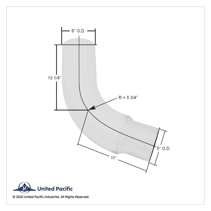 Chrome 68 Degree Angled Exhaust Elbow For Peterbilt 359 - Reduce 6" OD To 5" OD