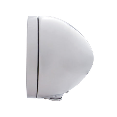 Stainless Steel Bullet Classic Headlight No Bulb With LED Turn Signal - Clear Lens