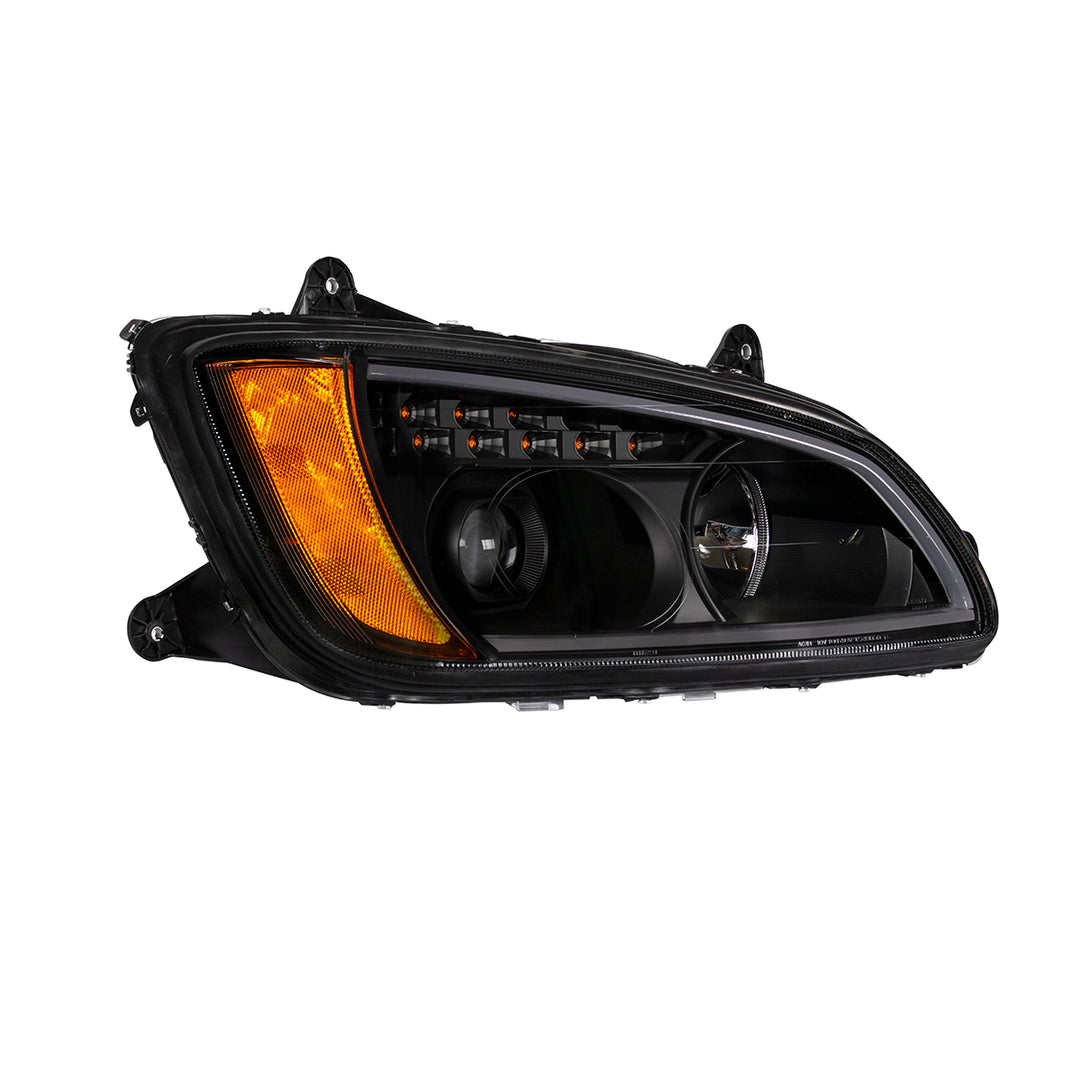 Blackout Projection Headlight With LED Turn Signal &amp; Position Light For 2008-2017 Kenworth T660 - Passenger