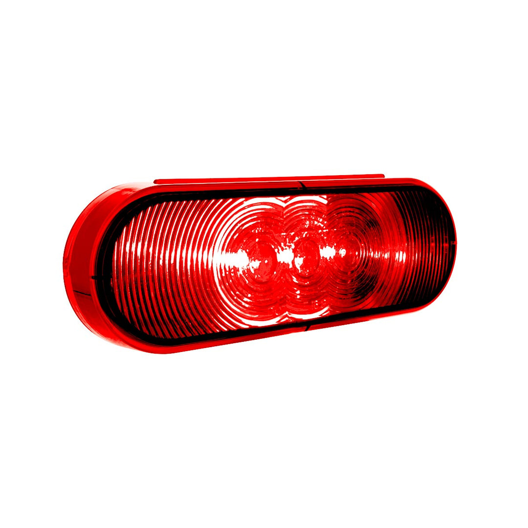 3 LED 6" Oval Light (Stop, Turn, &amp; Tail)- Red LED/Red Lens