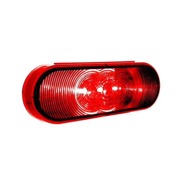 3 LED 6" Oval Light (Stop, Turn, &amp; Tail)- Red LED/Red Lens