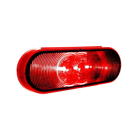 3 LED 6" Oval Light (Stop, Turn, & Tail)- Red LED/Red Lens