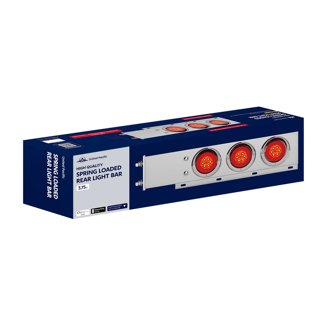 3-3/4" Bolt Pattern Chrome Spring Loaded Bar With 6X 4" 13 Red LED Abyss Lights &amp; Visors - Red Lens (Pair)