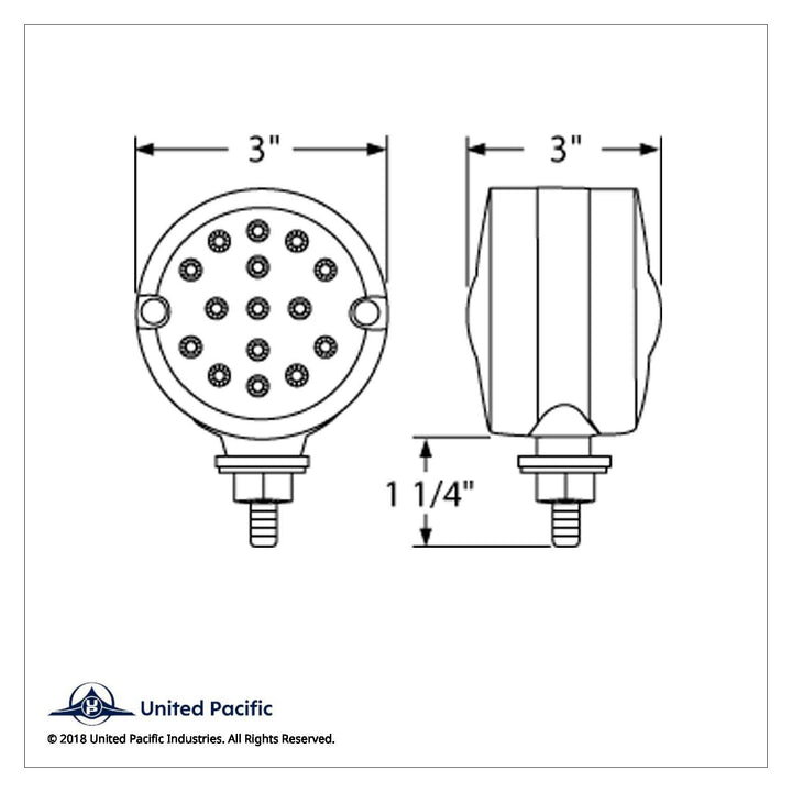 30 LED 3" Dual Function Reflector Double Face Light - Amber &amp; Red LED/Clear Lens