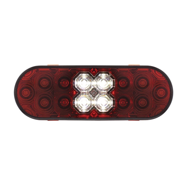 6" Oval Combo Light With 14 LED Stop, Turn & Tail & 16 LED Back-Up -Red LED/Red Lens