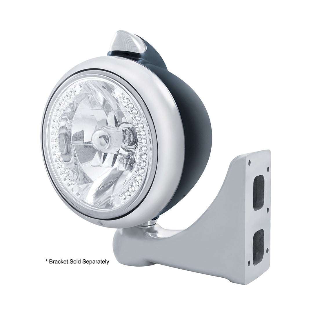 Black Guide 682-C Headlight H4 With White LED &amp; Original Style LED Signal - Clear Lens