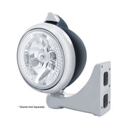 Black Guide 682-C Headlight H4 With White LED & Original Style LED Signal - Clear Lens