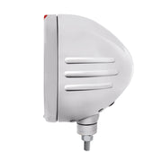 Stainless Steel Bullet Embossed Stripe Headlight Crystal H4 & Dual Mode LED Signal-Clear Lens