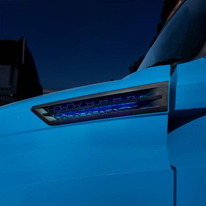 Hood Air Intake Grille With Blue LED For 2018-2024 Freightliner Cascadia 126 - Driver