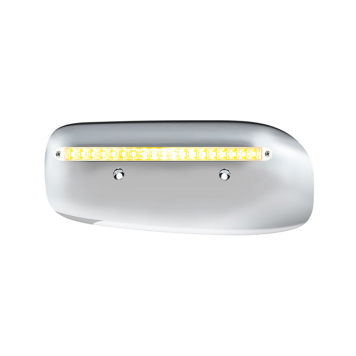 19 LED Rear Headlight Housing Cover For 2008-2023 Peterbilt 389 (Driver)-Amber LED/Clear Lens