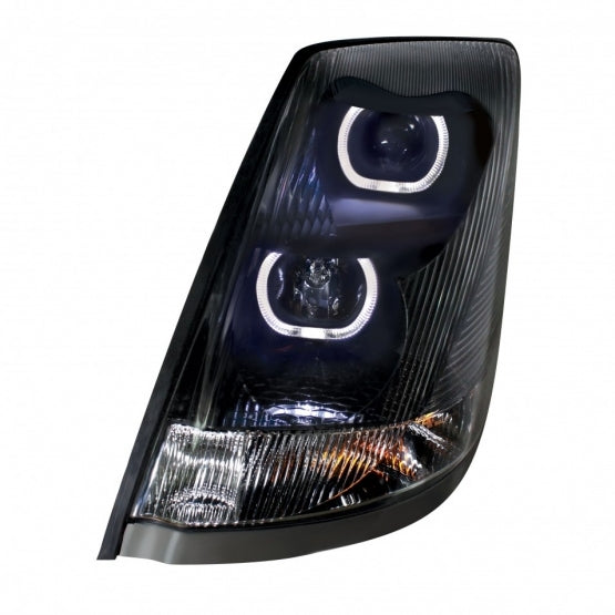 Blackout Projection Headlight With White LED Light Bar For 2003-2017 Volvo VN/VNL - Driver