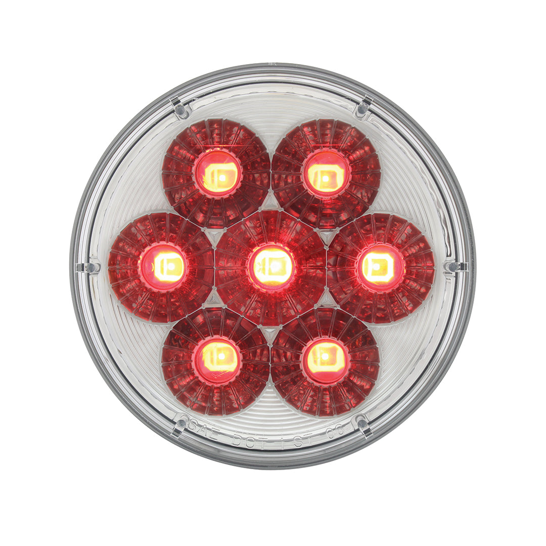 14 LED 4" Round Double Fury Light (Stop, Turn &amp; Tail) - Red &amp; Amber LED/ Clear Lens