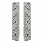 SS Front Air Cleaner Bracket With 12X 9 LED 2" Beehive Lights & Visors For Peterbilt-Amber LED/Clear Lens
