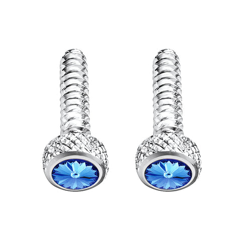 Chrome Short Dash Screw For Freightliner With Blue Crystal (2-Pack)