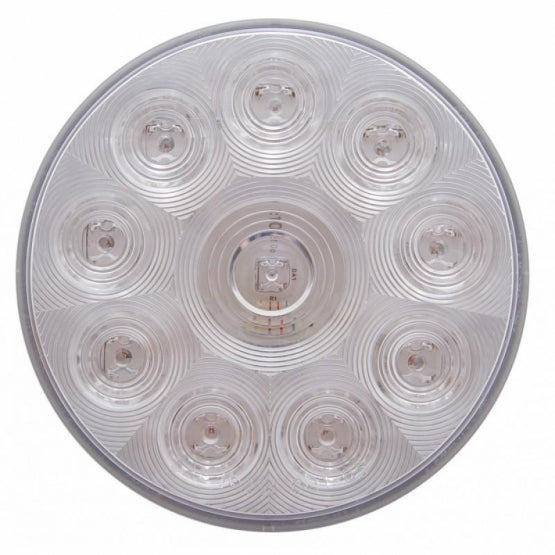 2-1/2" Bolt Pattern Chrome Spring Loaded Bar W/6X 4" 10 LED Lights & Visors -Red LED/Clear Lens (Pair)