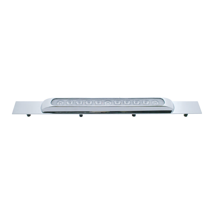 Chrome Top Mud Flap Plate With 11 LED 17" Light Bar &amp; Bezel - Red LED/Clear Lens (Each)