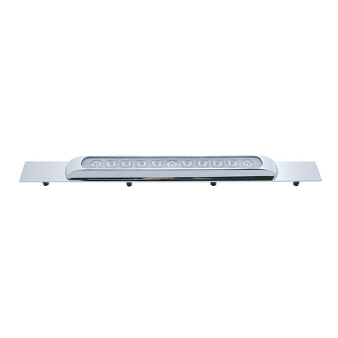 Chrome Top Mud Flap Plate With 11 LED 17" Light Bar & Bezel - Red LED/Clear Lens (Each)