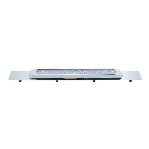 Chrome Top Mud Flap Plate With 11 LED 17" Light Bar & Bezel - Red LED/Clear Lens (Each)