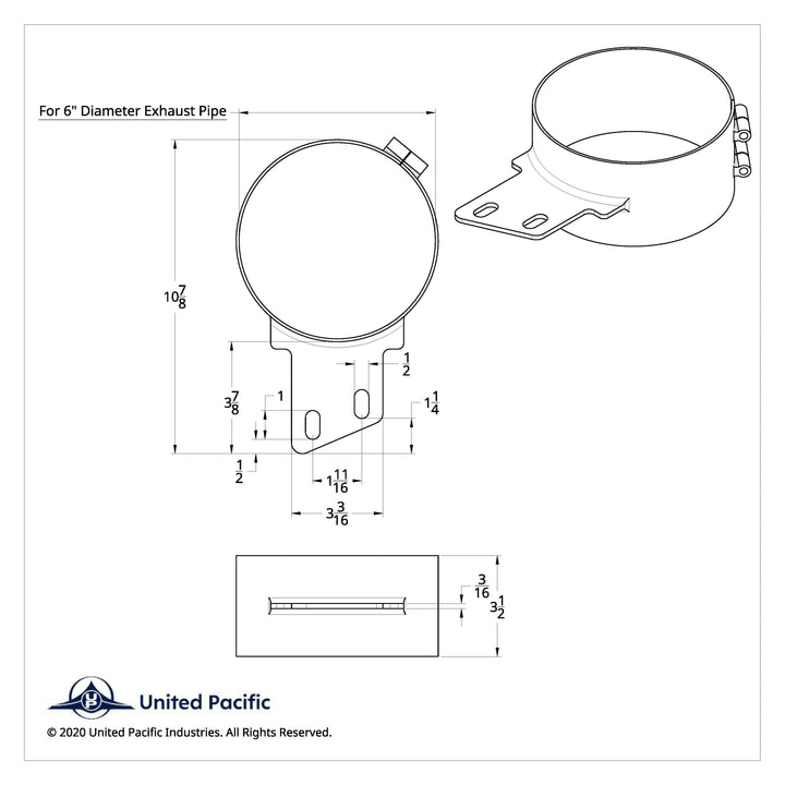 7" Stainless Butt Joint Exhaust Clamp - Angled Bracket