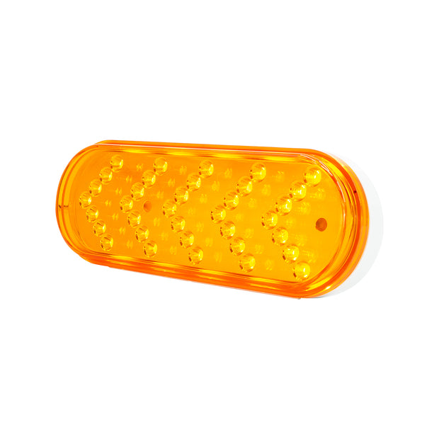 35 LED 6" Reflector Oval Sequential Turn Signal Light - Amber LED/Amber Lens