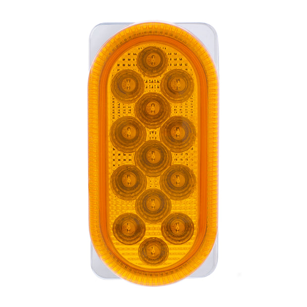 26 LED Dual Function Reflector Double Face Oval Light With SS Bracket - Amber & Red LED/Amber & Red Lens