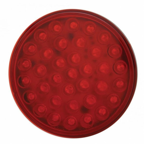 Stainless Top Mud Flap Plate With 3X 36 LED 4" Lights &amp; Visors - Red LED/Red Lens (Each)