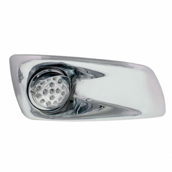 Fog Light Cover With 17 Amber LED Clear Style Reflector Light &amp; Visor For 2007-17 KW T660- Passenger -Clear Lens