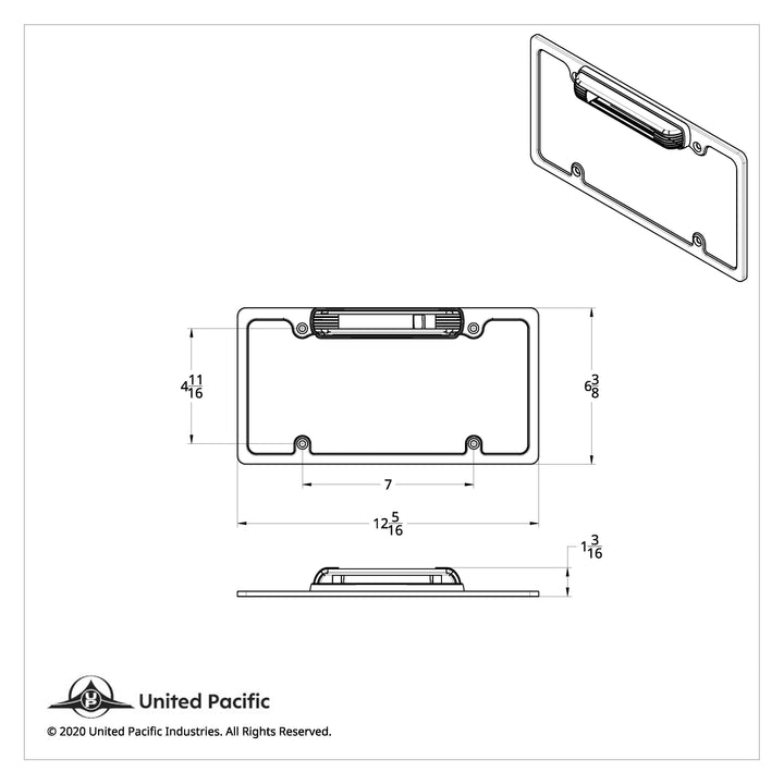 Chrome License Plate Frame With Third Brake Light -Red LED &amp; Lens